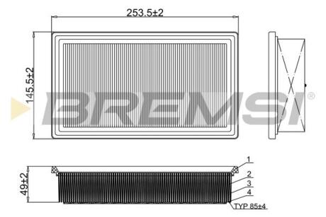 Фільтр повітряний Hyundai Accent V 1.6 16V 17-/Kia Rio IV 1.0-1.6 i/1.4 CRDi 17- BREMSI FA1102 (фото 1)