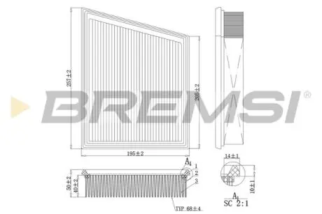 Фільтр повітряний Jaguar XE/XF/Land Rover Range Rover 2.0/3.0D/5.0 17- BREMSI FA1106