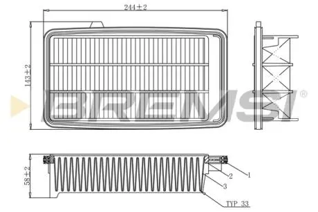 Фільтр повітряний Honda Civic X 1.5 16V 15-/CR-V 1.5 16V 16- BREMSI FA1109