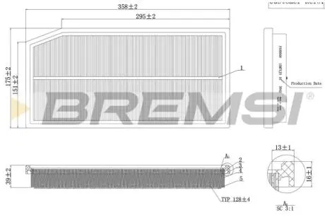 Фільтр повітряний MB C-class (W205)/E-class (W213) 2.0 17- BREMSI FA1124