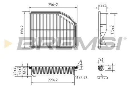Фильтр воздушный (255x196x54) Honda CR-V IV (RM) 2.4 12- BREMSI FA1129