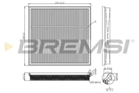 Фільтр повітряний BMW 5 (F10)/7 (F01)/X3/X5/X6 3.0 08- BREMSI FA1131