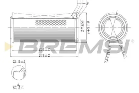 Фільтр повітряний VW Lupo/Polo 1.4/1.4TDI/1.7/1.9SDI 98-05 BREMSI FA1140