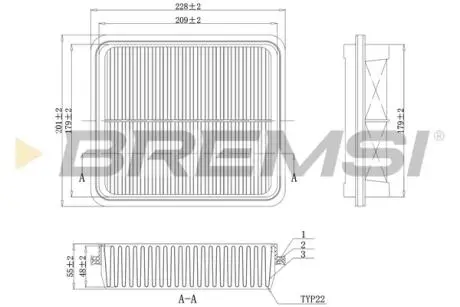 Фільтр повітряний Suzuki Grand Vitara 2.0/2.5i 95- BREMSI FA1146 (фото 1)