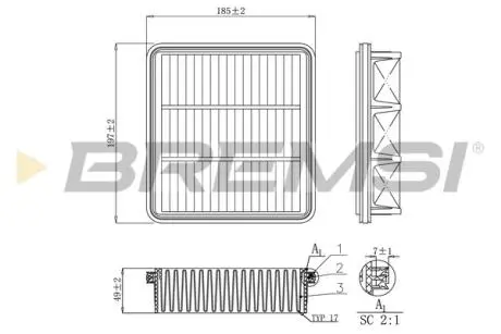 Фільтр повітряний Hyundai Elantra/i30/Kia Ceed 1.4-2.0D 05- BREMSI FA1150