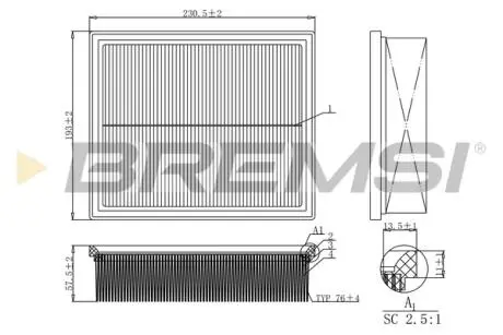 Фільтр повітряний Renault Trafic 2.0i 16V/Laguna/Espace 2.0dci 01- BREMSI FA1153