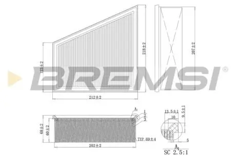 Фільтр повітряний Skoda Fabia/Roomster /VW Polo 1.4/1.9TDI 03- (з поролоном) BREMSI FA1157