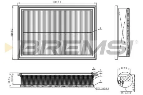 Фильтр воздушный VW Sharan/Seat Alhambra 96-10 (с поролоном) BREMSI FA1158