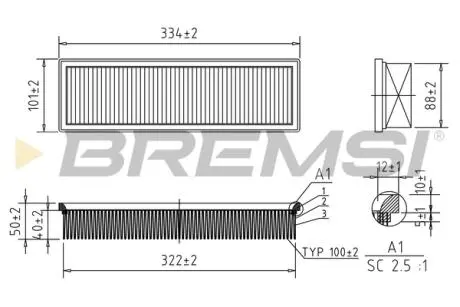 Фильтр воздушный PSA Berlingo Partner 96- BREMSI FA1159