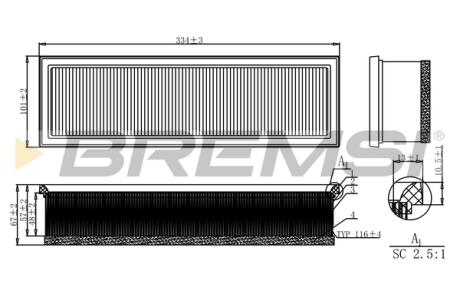 Фільтр повітряний Peugeot Partner 1.6 16V 01- (з поролоном) BREMSI FA1160