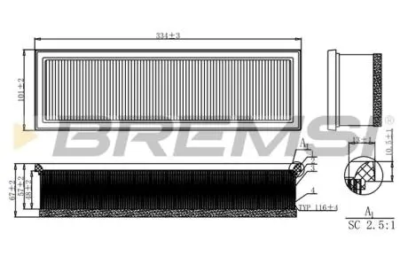 Фільтр повітряний Peugeot Partner 1.6 16V 01- (з поролоном) BREMSI FA1160