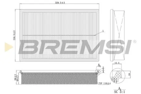 Фільтр повітряний Volvo S60 /S80 /V70/CX70 2.4 99-07 BREMSI FA1161