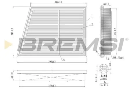 Фільтр повітряний BMW 2 (F45) 13-/X1 (F48) 14-/Mini Cooper 13- BREMSI FA1168
