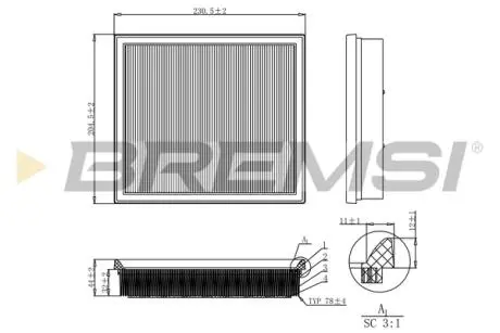 Фильтр воздушный BMW 3 (F30/F80) 11- (benzin) (N13/N20/N26/B48) BREMSI FA1181