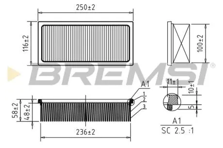 Фільтр повітряний Smart Forfour 1.1-1.5 i 04-06/Mitsubishi Colt 1.1-1.5 i 04-12 BREMSI FA1187