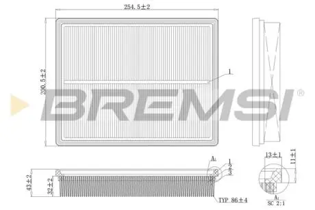 Фільтр повітряний Kia Carens 1.6/2.0 16V 06-13 BREMSI FA1188