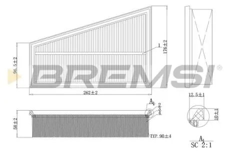 Фільтр повітряний MB A-class (W176)/B-class (W264/W242) 1.6-2.2 11-18 (M270) BREMSI FA1197