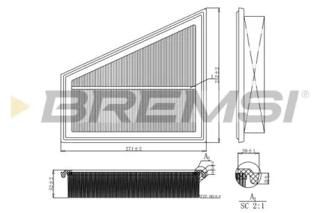Фильтр воздушный BMW 5 (F10)/X1 (E84) 1.6-3.0 09-17 (N20) BREMSI FA1202