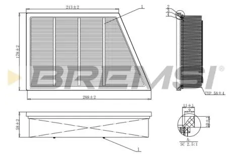 Фільтр повітряний Land Rover 2.0 11-14/Range Rover Evoque/Discovery Sport 2.0/2.2SD4/TD4 11- BREMSI FA1210