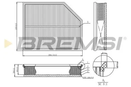 Фільтр повітряний Volvo S60/V60/S90/V90/XC60/XC90 2.0 B3-B6 Mild-Hybrid/T4-T8 16- BREMSI FA1213
