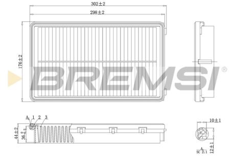 Фильтр воздушный (297x176x44) Hyundai Santa Fe IV Kia Sedona Sorento 11- BREMSI FA1222