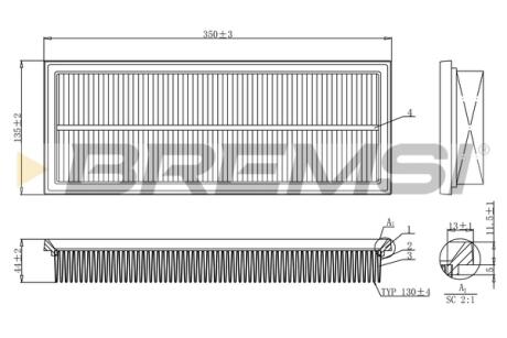 Фільтр повітряний Citroen Berlingo/C3/C4/C5/Opel Combo/Peugeot 2008-5008/208-408/Partner/Fiat 1.2 14- BREMSI FA1238