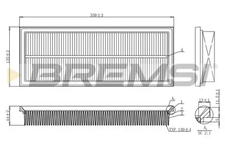 Фільтр повітряний Citroen Berlingo/C3/C4/C5/Opel Combo/Peugeot 2008-5008/208-408/Partner/Fiat 1.2 14- BREMSI FA1238