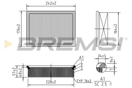 Фільтр повітряний BMW 3 (E36/46)/ 5 E39/X3 90-07 BREMSI FA1243