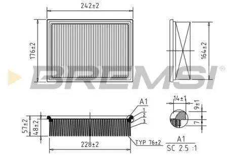 Фільтр повітряний BMW 3 (E36/46)/ 5 E39/X3 90-07 BREMSI FA1243