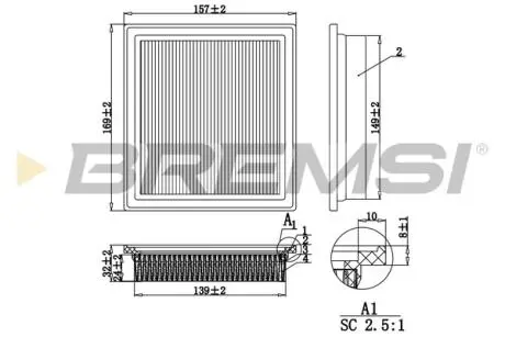 Фільтр повітряний Nissan Micra 1.0-1.4 i 92-10/Note 1.4 i 06-12 BREMSI FA1247