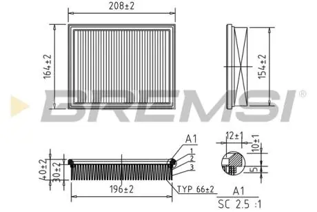 Фільтр повітряний Opel Combo 1.2/1.4i 94-01 BREMSI FA1250