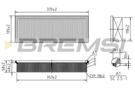 Фільтр повітряний VW Caddy 1.9SDI -03 BREMSI FA1265