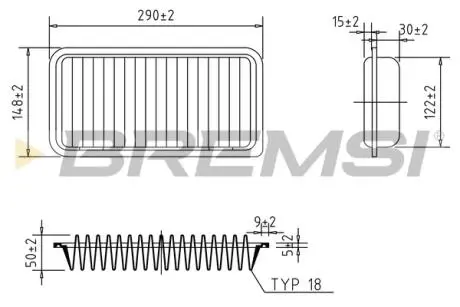 Фильтр воздушный (289x152x51) Toyota Avensis Corolla 1.3-2.4 84- BREMSI FA1272