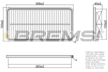 Фільтр повітряний Toyota Avensis 2.0D-4D 00-03/Corolla/Camry 1.8-2.0D 83-01/Rav4 2.0 16V/D-4D 94-05 BREMSI FA1273
