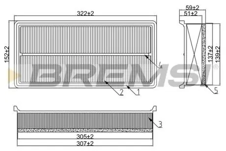 Фильтр воздушный Citroen C5 2.0HDI 04- BREMSI FA1280