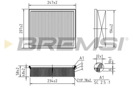 Фільтр повітряний Land Rover Range Rover 4.6 V8 94-04/Defender 2.5TD5 90-16 BREMSI FA1360