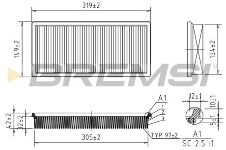 Фільтр повітряний Fiat Punto 1.4 i 10-/Alfa Romeo Mito 1.4 i 10- (OE line) BREMSI FA1362