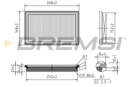 Фільтр повітряний Ford Fiesta 1.25 16V 95-02 BREMSI FA1363