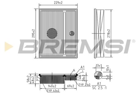 Фільтр повітряний MB C-class (W202)/M-class (W163) 93- BREMSI FA1368