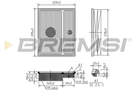 Фільтр повітряний MB C-class (W202)/M-class (W163) 93- BREMSI FA1368