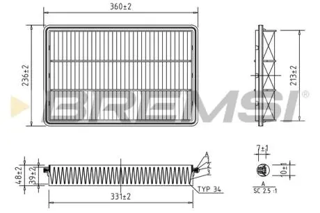 Фільтр повітряний Mitsubishi Pajero III/IV/Sport BREMSI FA1390