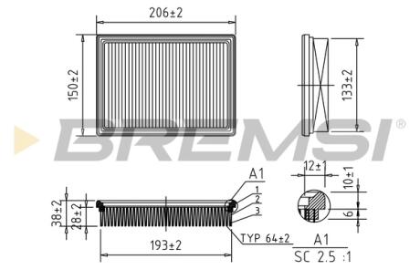 Фільтр повітряний Chrysler PT Cruiser 2.2 CRD 02-10 BREMSI FA1407