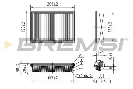Фільтр повітряний Chrysler PT Cruiser 2.2 CRD 02-10 BREMSI FA1407