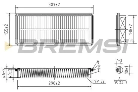 Фільтр повітряний Toyota Corolla/Camry/Carina 1.6i/1.8i/2.0GTi 86-01 BREMSI FA1408