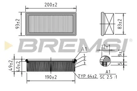 Фільтр повітряний VW Passat/Golf/Jetta 1.5-1.8 74-93 BREMSI FA1594