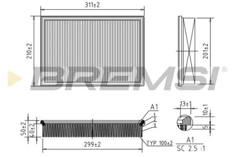 Фільтр повітряний VW Sharan 95-10 BREMSI FA1598