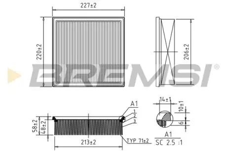 Фільтр повітряний MB 190/ E-class (W124) 2.5TD OM602/E250/300D BREMSI FA1629