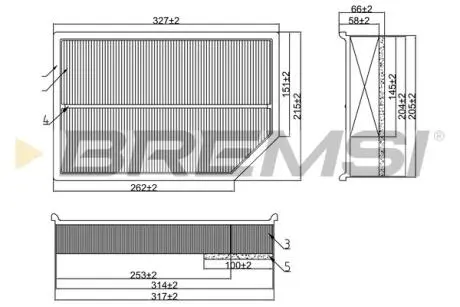Фільтр повітряний Volvo XC90 2.4 D4/D5/2.5T/3.0 T6 02-14 BREMSI FA1699