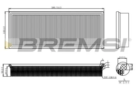 Фільтр воздушный Audi A8 2.5-3.3TDI 94-02 BREMSI FA2109