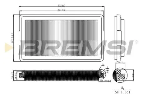 Фільтр повітряний Audi A4/VW Passat 1.8T-1.9TDI 94- BREMSI FA2126